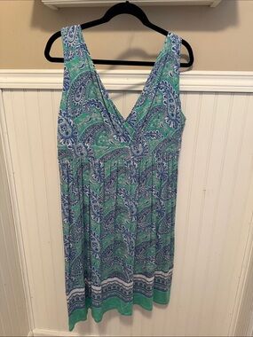 Old Navy Blue and Green Paisley Midi Dress